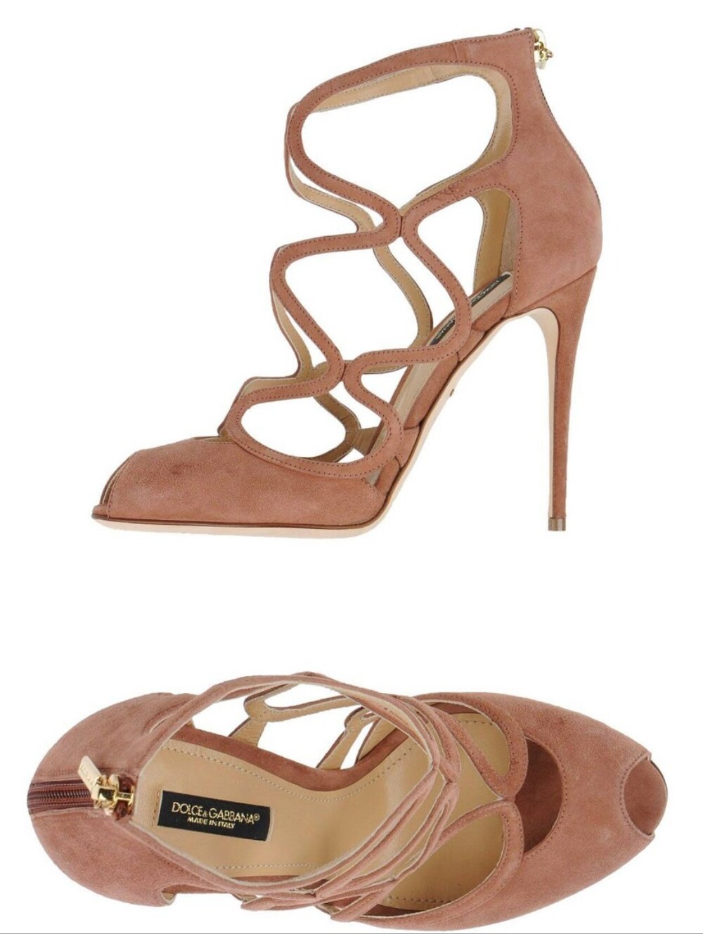 Dolce & Gabbana Dusty Rose Suede Cutout Stiletto Heels
